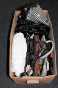 A box of a quantity of leather handbags