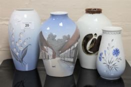 Four Bing & Grondahl vases CONDITION REPORT: In good condition with no apparent