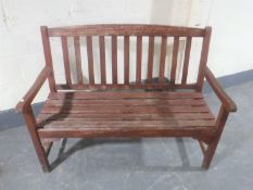 A wooden garden bench