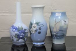Three Royal Copenhagen vases CONDITION REPORT: In good condition with no apparent