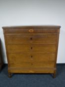 A late 19th century mahogany and oak five drawer chest