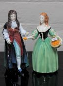 Two Francesca Art china figurines : Charles II, height 21 cm, and Nell, height 21 cm.