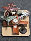 A tray of a contemporary boat propeller wall clock,