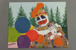 John Wayne Gacy (1942-1994) : Patches The Clown, oil on board, signed lower left, 51 cm x 40.