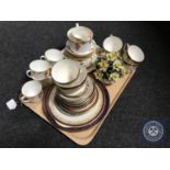 A tray of twenty pieces of Grafton tea china, Royal Grafton Majestic tea china, wall plates,