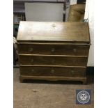 A late nineteenth century oak bureau