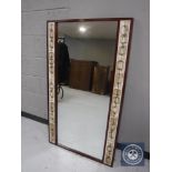 A Danish mahogany and tiled overmantel mirror