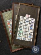 Seven frames of cigarette cards - football and cricket
