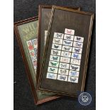 Seven frames of cigarette cards - football and cricket