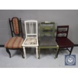 Four miscellaneous bedroom and dining chairs