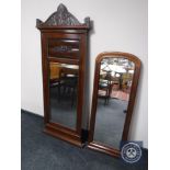 Two late 19th century mahogany hall mirrors