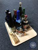 A tray of nine assorted bottles of wines and spirits including, Drambuie, Bailey's,