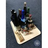 A tray of nine assorted bottles of wines and spirits including, Drambuie, Bailey's,