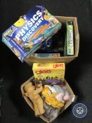 Two boxes of mohair teddy bears, vintage toys,
