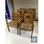 A set of six pub armchairs