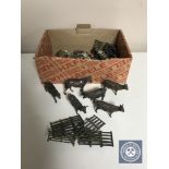 A box of metal Britains animal farm figures and other animal figures
