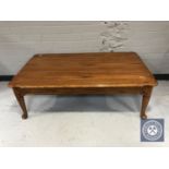 An oak farmhouse style coffee table