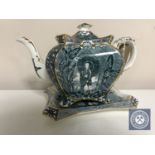 A 19th century English porcelain teapot on stand