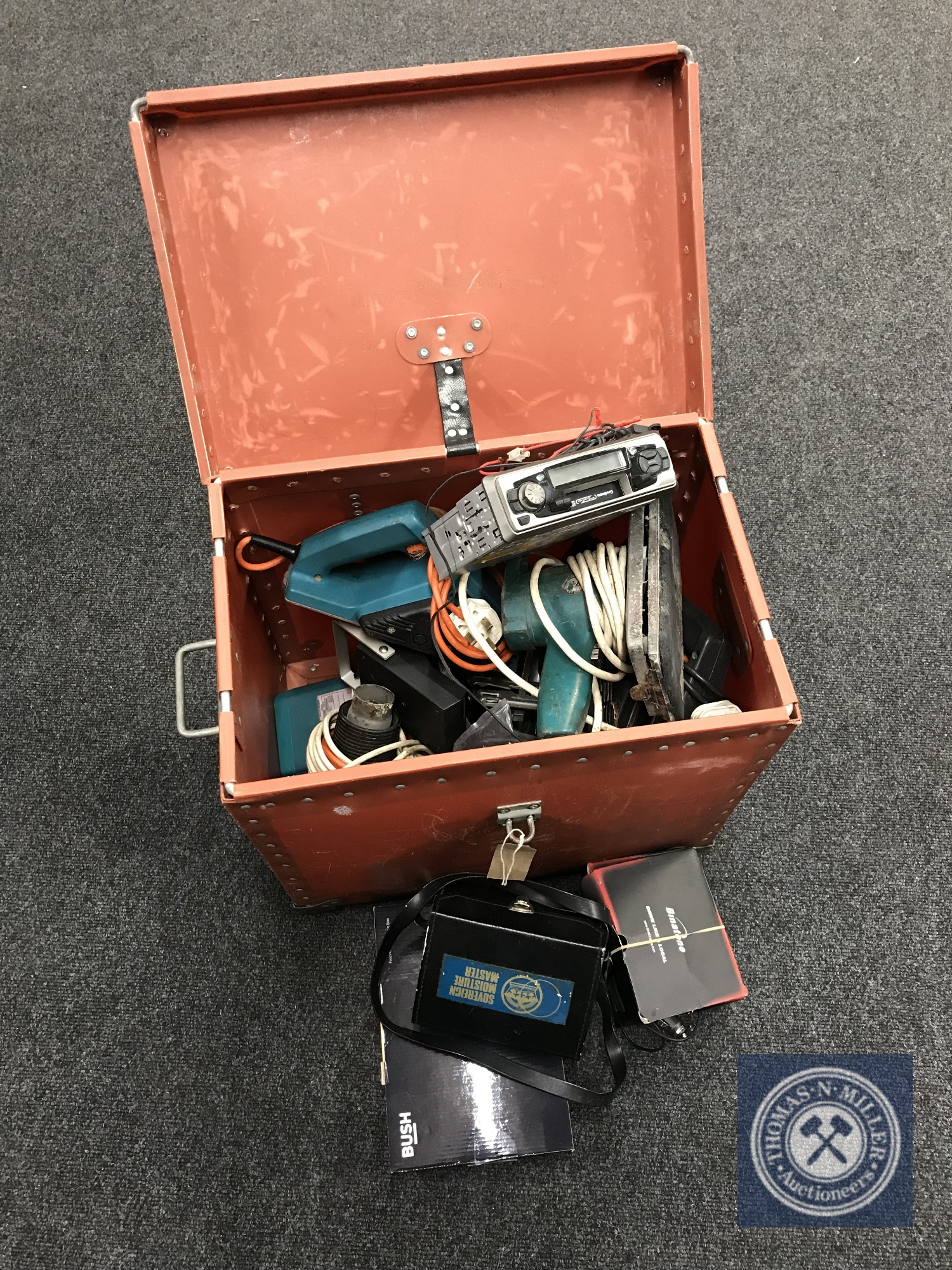 A storage box of power tools, car radios, free view box,