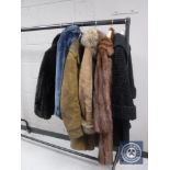 A collection of vintage lady's coats including fur etc.