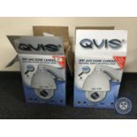 Two boxed Qvis dome cameras