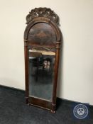 A late 19th century mahogany arched topped hall mirror