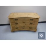 An early twentieth century pine three drawer chest CONDITION REPORT: Historic worm