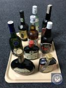 A tray of nine assorted bottles of wines and spirits including Hennessy Cognac,