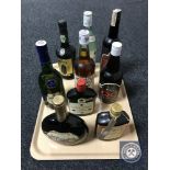 A tray of nine assorted bottles of wines and spirits including Hennessy Cognac,