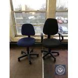 A swivel office armchair and typist's chair