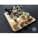 A tray of 19th century cow creamer, together with of assorted china animal figures,