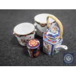 Four pieces of modern Imari porcelain including a teapot