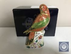A Royal Crown Derby paperweight, Lorikeet, with gold stopper, number 221 of 2500,