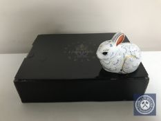 A Royal Crown Derby Collector's Guild paperweight, Bunny, with gold stopper, boxed.