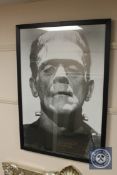 A monochrome print depicting Frankenstein, 56 cm x 96 cm.