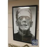 A monochrome print depicting Frankenstein, 56 cm x 96 cm.