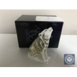 A Royal Crown Derby paperweight, Wolf, with gold stopper, number 469 of 2500,