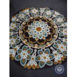 A Kashmir circular chain stitch rug,