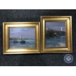 Two gilt framed Walter Holmes oils on board,