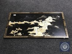 A Japanese panel with mother of pearl decoration