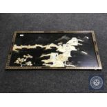 A Japanese panel with mother of pearl decoration