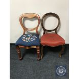 Two antique mahogany dining chairs