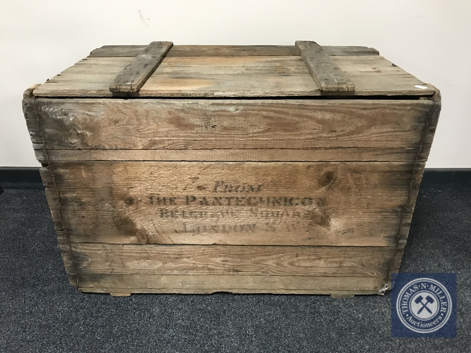 A wooden shipping crate