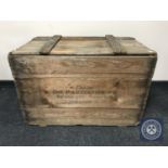 A wooden shipping crate
