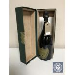 A boxed bottle of Dom Perignon champagne vintage 1985