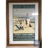 A framed National Railway Museum poster - South Shields