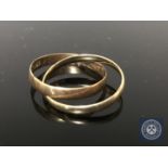 Two 18ct gold band rings, 2.