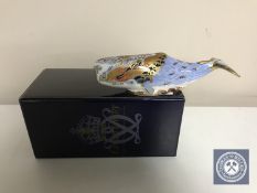 A Royal Crown Derby Collector's Guild paperweight, Oceanic Whale, with gold stopper, boxed.