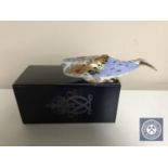 A Royal Crown Derby Collector's Guild paperweight, Oceanic Whale, with gold stopper, boxed.