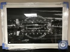 A contemporary framed print of the Tyne Bridge